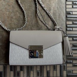 Michael Kors Rose Small Crossbody Bright White